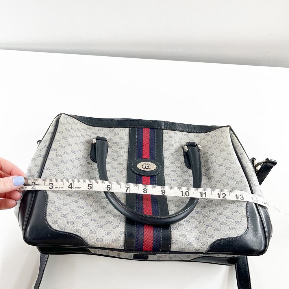 Gucci Ophidia Vintage Canvas Micro GG Monogram Messenger Bag Satchel Gray Black - Picture 11 of 12